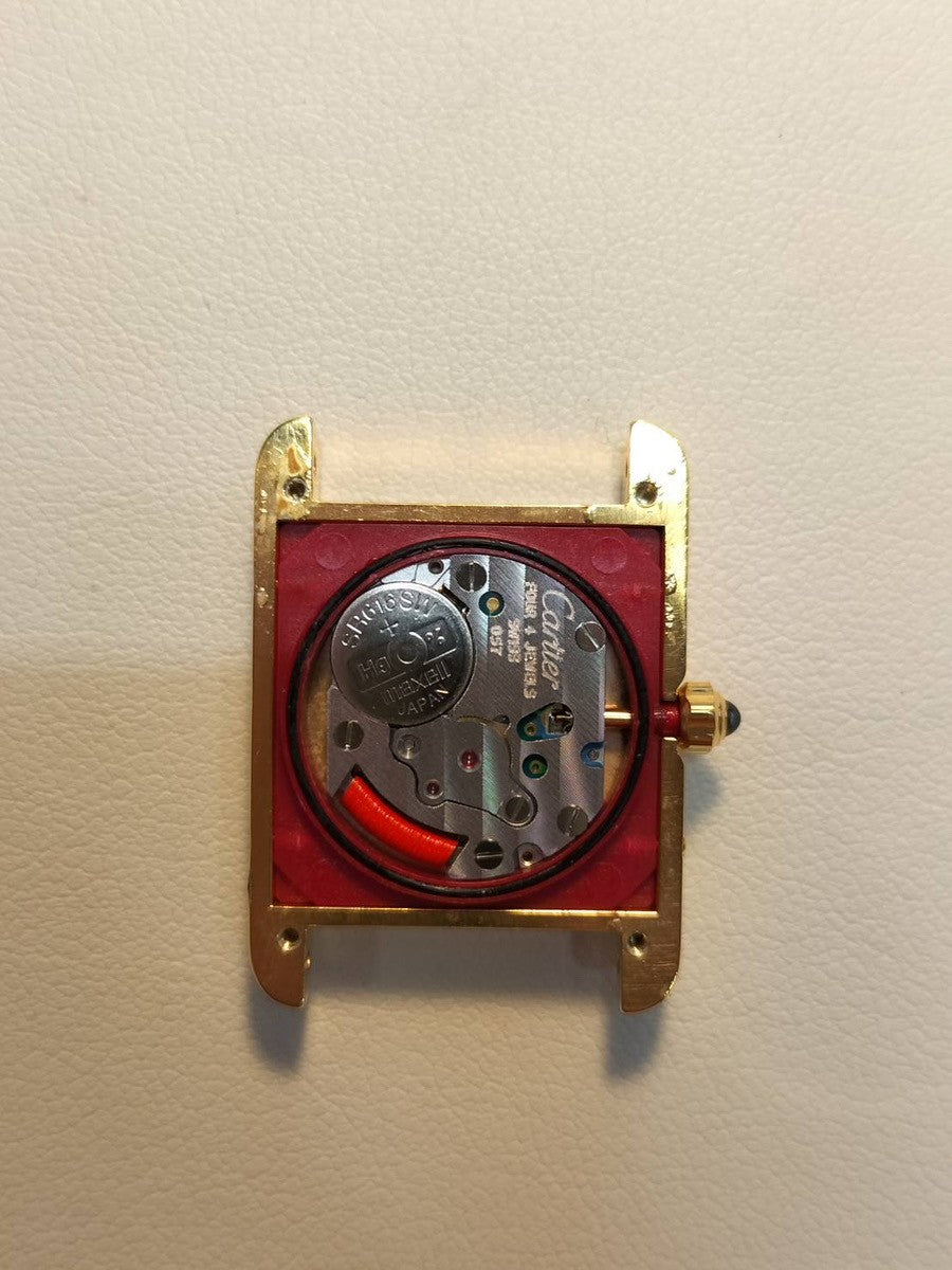 カルティエ マストタンク SM 3 66001 クォーツ Cal.057 SV925 革 純正尾錠（GP） クロワゾネ文字盤 オーバーホール済み