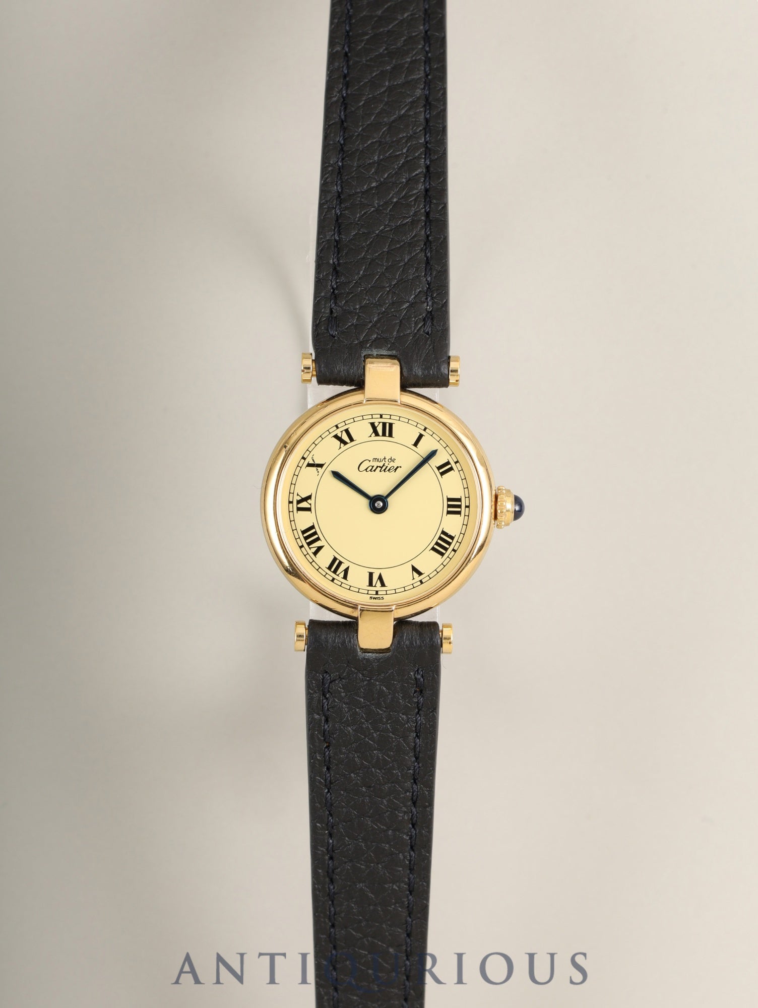 カルティエ マスト ヴァンドーム VLC SM 590004 クォーツ Cal.90 SV925 革 純正ピンバックル（GP）アイボリーローマン文字盤 オーバーホール済み