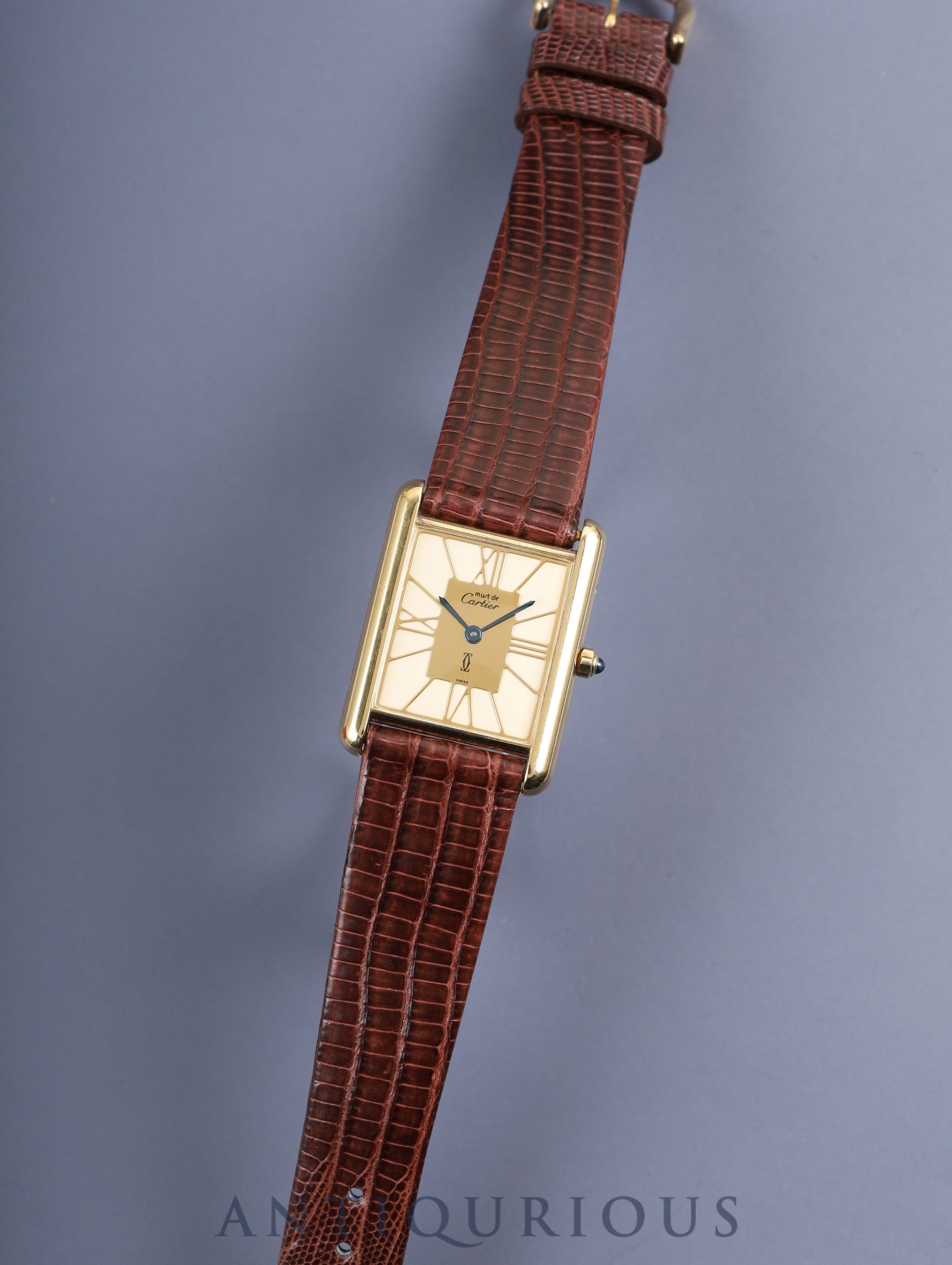 カルティエ マストタンク LM 6 81006 クォーツ 925 革 純正尾錠（GP）クロワゾネ文字盤 箱 カルティエブティックにてコンプリートサービス済み