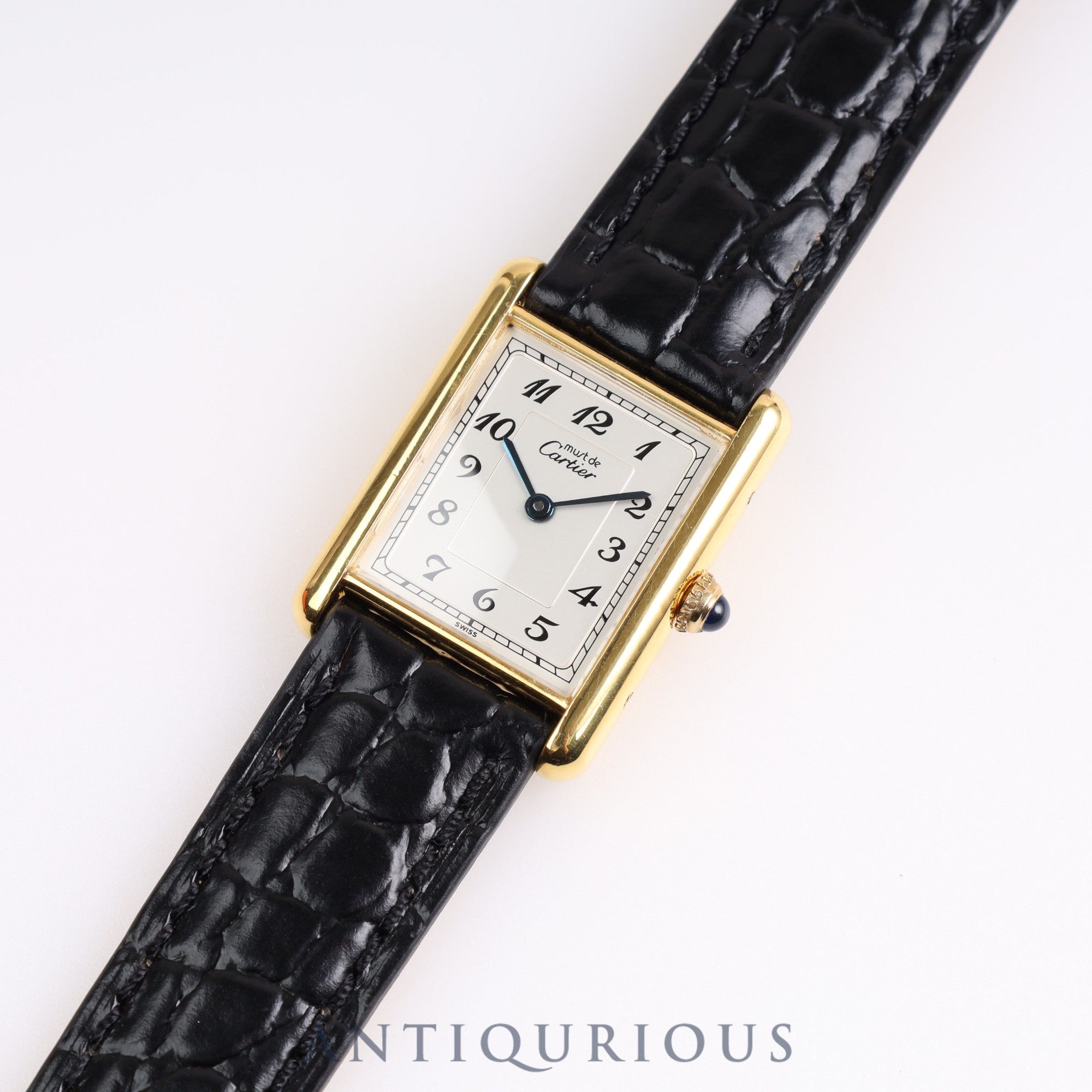 Cartier Must Tank LM QZ 590005 Arabic Dial SV925 Leather