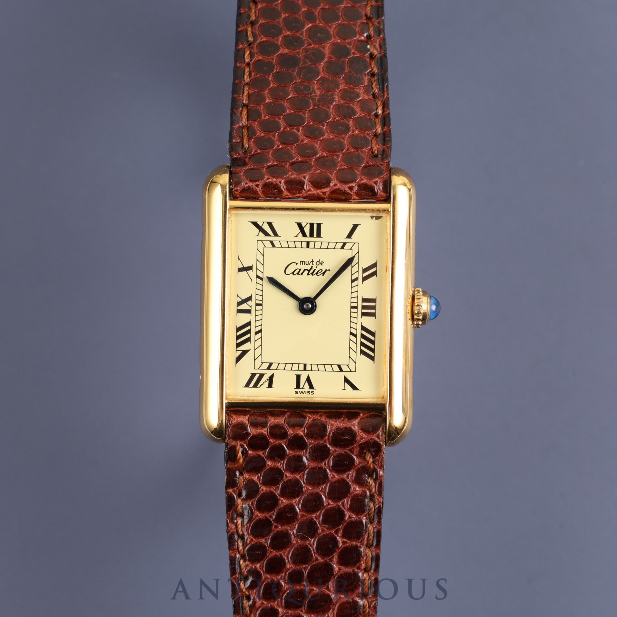 Cartier Must Tank LM 590005 Quartz Cal.90 SV925 Genuine leather strap Genuine buckle (GP) Ivory Roman dial Overhauled