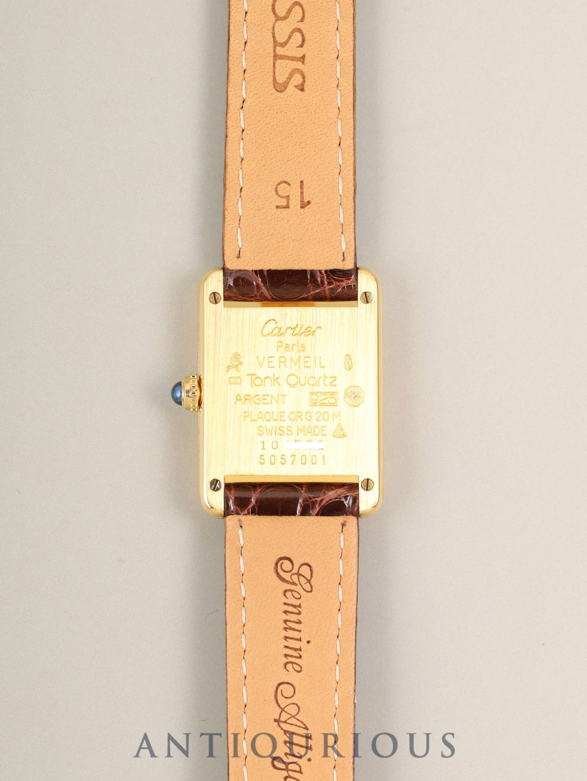 カルティエ マストタンク SM W1005554 / 5057001 クォーツ Cal.057 SV925 革 純正Dバックル（GP） オパラン文字盤 （SWISS表記 ）オーバーホール済み 新品仕上げ済み