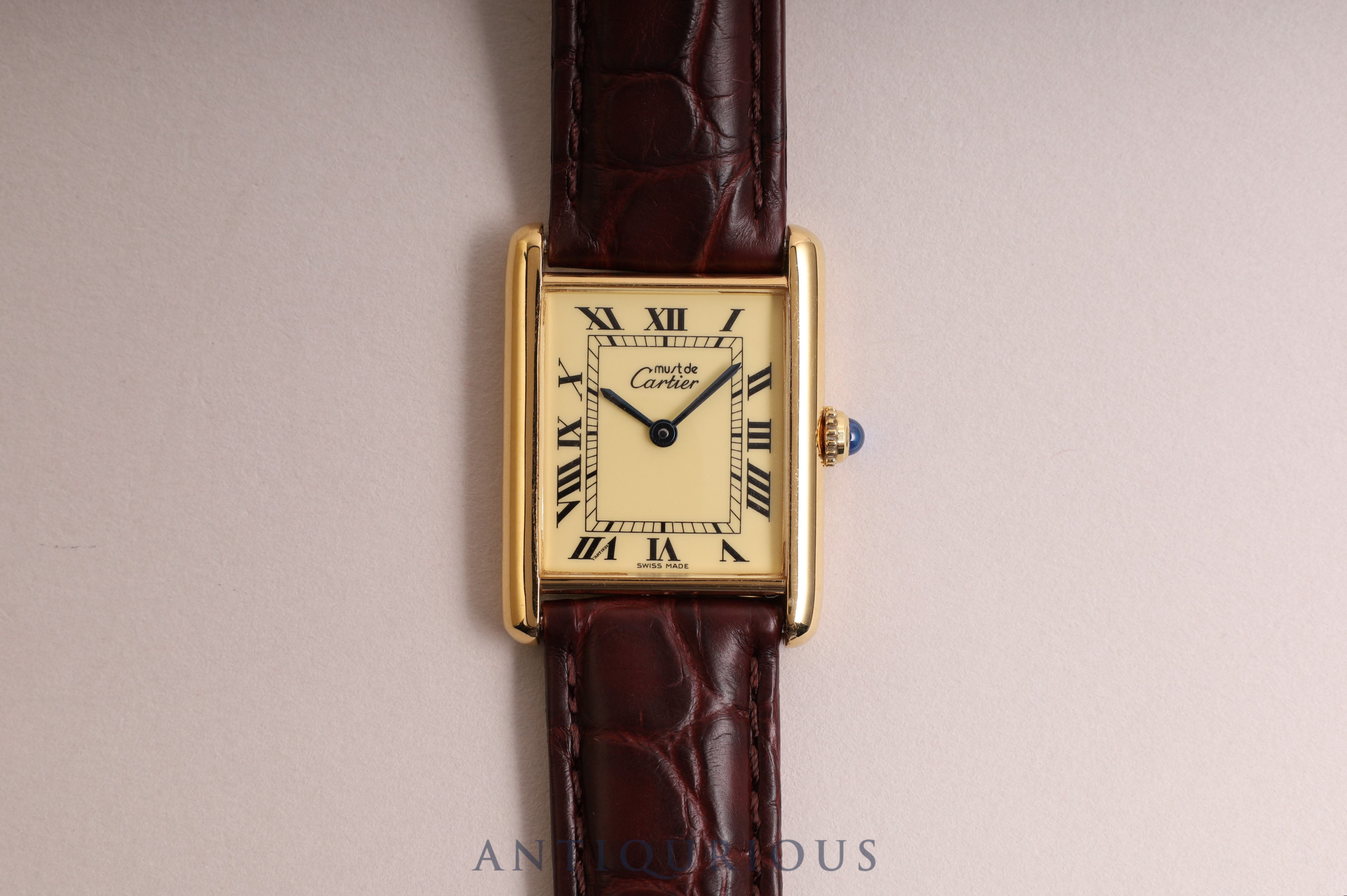 Cartier Must Tank LM QZ Ivory Roman Dial 590005 D Buckle Complete Service Completed in June 2023