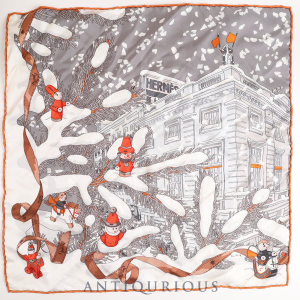 エルメス スカーフ カレ45 NOEL AU 24 FAUBOURG フォーブル24番地のクリスマス SILK100％
