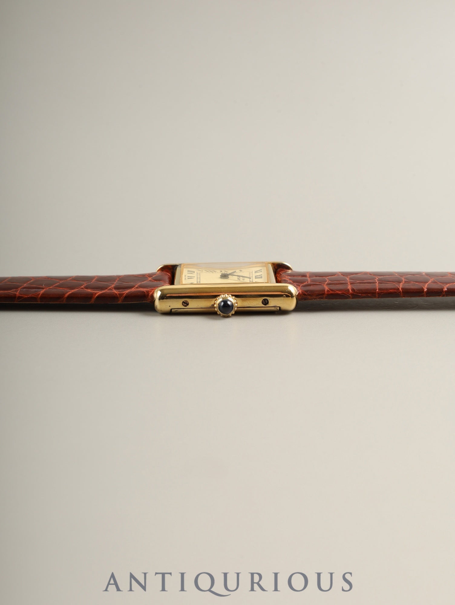 カルティエ マストタンク SM 手巻き Cal.78-1 SV925 革 純正尾錠（GP）アイボリーローマン文字盤（SWISS MADE表記 ）オーバーホール済み