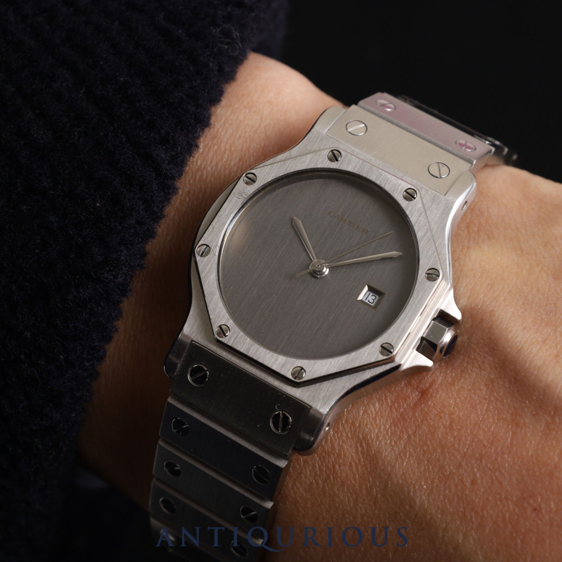 Cartier Santos Octagon LM Automatic Cal.2671 SS SS Gray Dial Overhauled