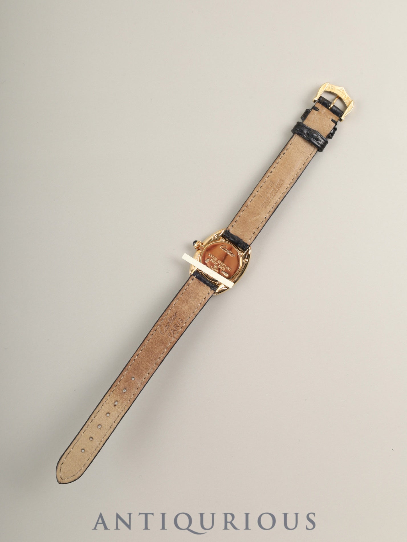 Cartier Baignoire SMW1506056 / 1952 Quartz Cal. 057 750YG Leather Genuine Pin Buckle (750YG) White Roman Dial Box Booklet Warranty (1995) Overhauled