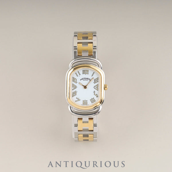 エルメス  ラリー RA1.220 クォーツ Cal.976.001 SS/GP SS/GP ホワイト文字盤 オーバーホール済み