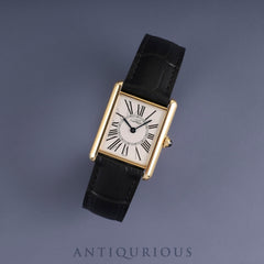 Cartier Must Tank LM 1615 Quartz Caliber 90 SV925 Leather Watch with Genuine D-Buckle (GP) Opalescent Dial Overhauled