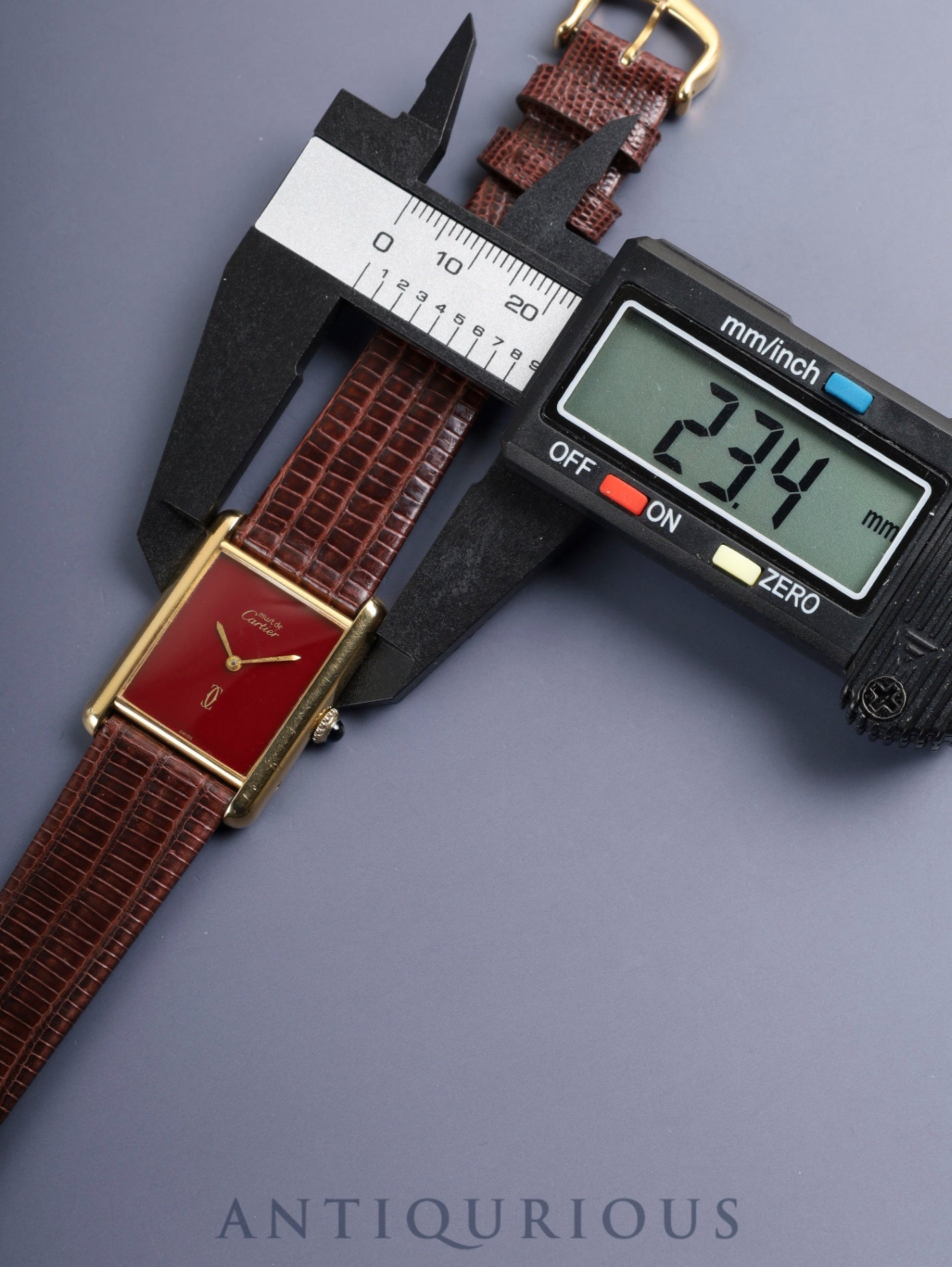 カルティエ マストタンク LM 手巻き Cal.78-1 SV925 革 純正ピンバックル（GP）ガーネットダイアル ボルドー文字盤（SWISS表記） 箱 オーバーホール済み