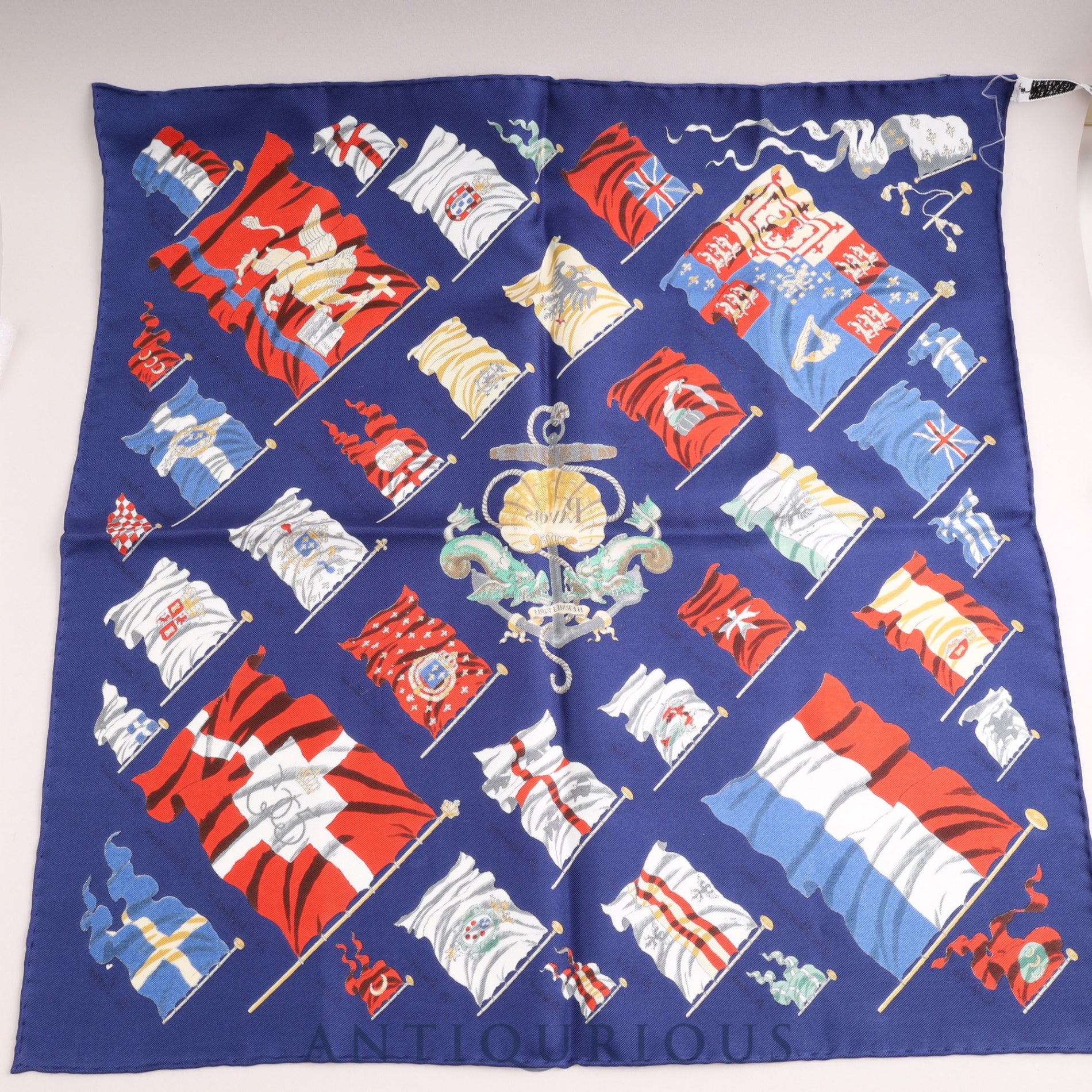 Hermes Scarf Carre 45 PAVOIS Ship's Flag SILK100%