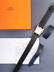 Hermès Cape Cod W055346WW00 / CC1.810 Quartz Movement, Stainless Steel Leather, Genuine Buckle (SS), Silver Arabic Dial, Box, Booklet, Warranty (2022), Genuine Leather Strap (U Stamp: 2022), Overhauled