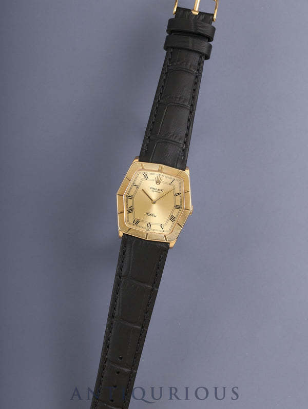 ロレックス チェリーニ 4170 手巻き Cal.1601 18K 750YG 革 純正ピンバックル（GP）シャンパンローマン文字盤 69番台（1981年）オーバーホール済み