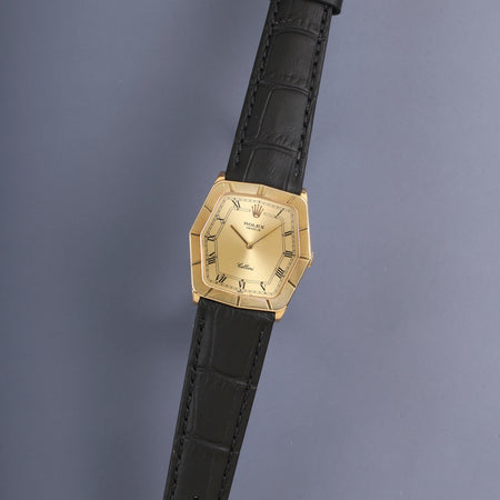 ロレックス チェリーニ 4170 手巻き Cal.1601 18K 750YG 革 純正ピンバックル（GP）シャンパンローマン文字盤 69番台（1981年）オーバーホール済み