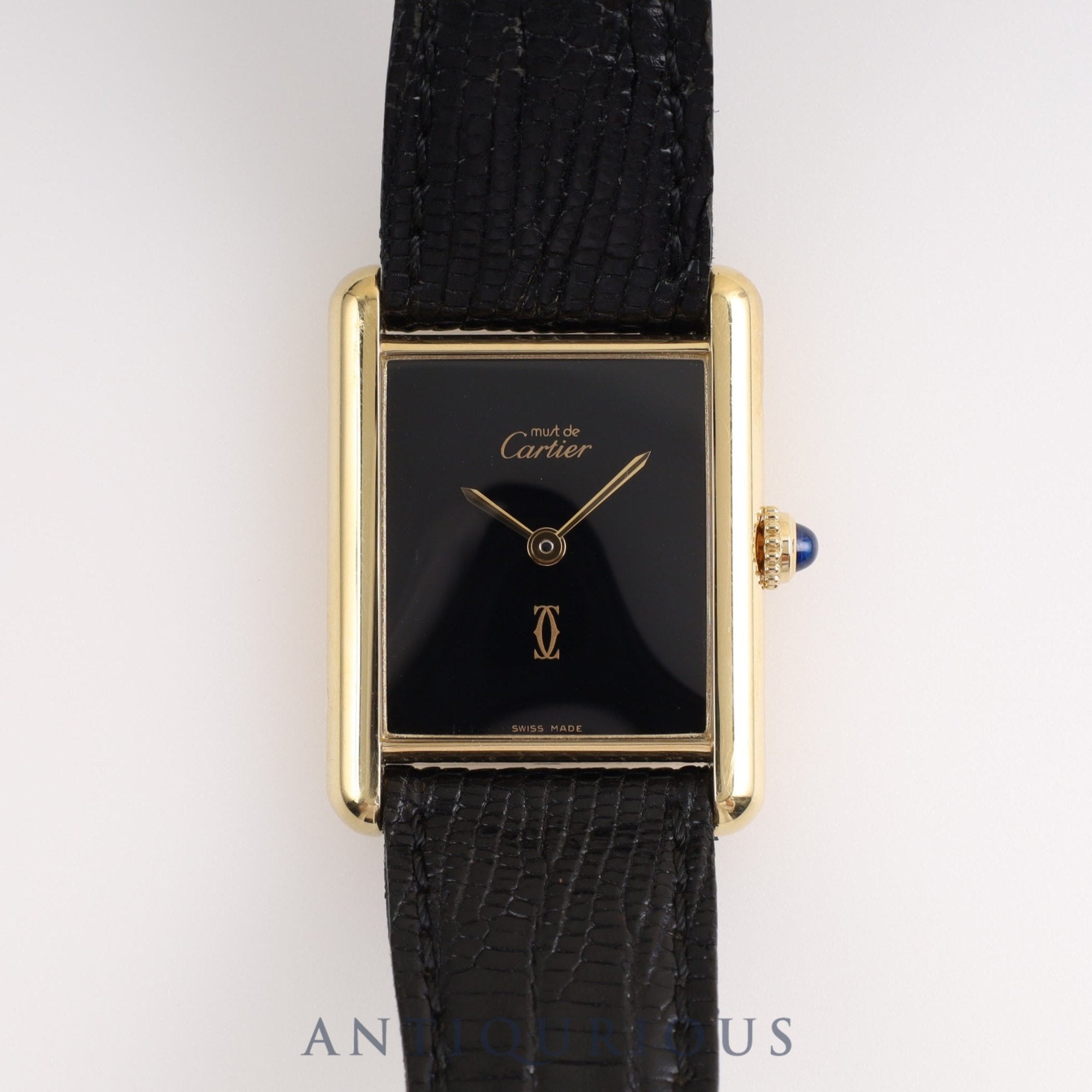 Cartier Must Tank LM Quartz 6 81006 925 Genuine leather strap Genuine buckle (GP) Onyx dial Cartier boutique complete service