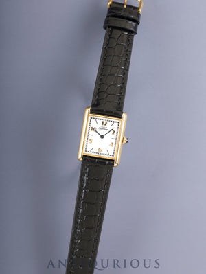 Cartier Must Tank LM 590005 Quartz Cal.90 SV925 Leather Original Pin Buckle (GP) Exploding Arabic CC Dial (SWISS Mark) Overhauled
