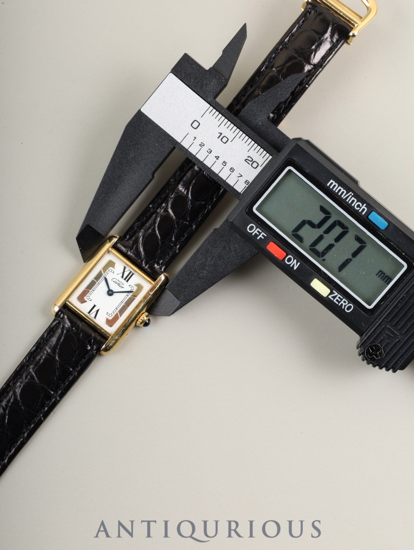 Cartier Must Tank SM 1613 Quartz Caliber 057 SV925 Leather Strap with Genuine D-Buckle (GP) Side Trinity Dial Circa 1996-1998 Overhauled