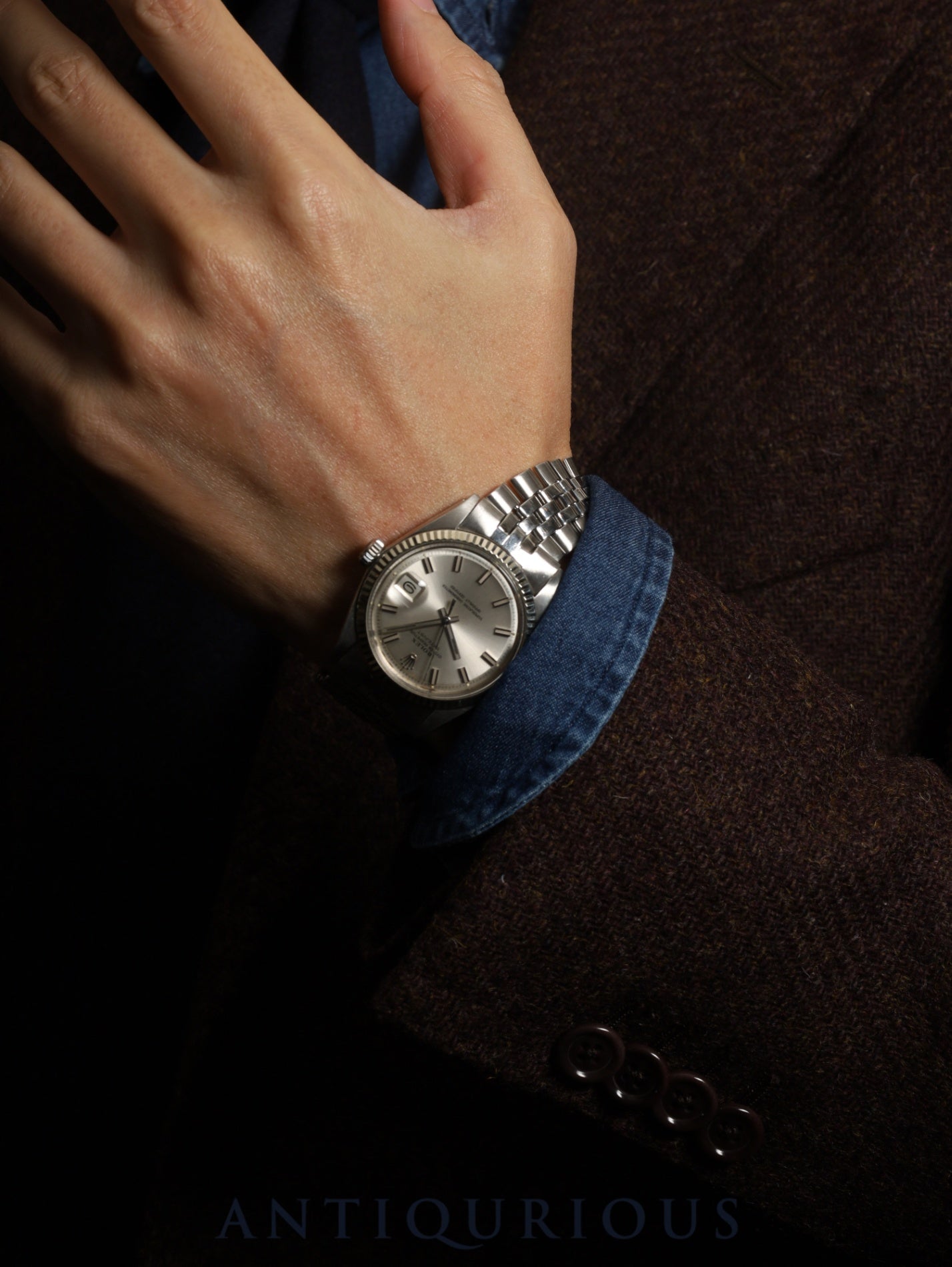 Rolex Datejust 1601 Wide Boy Automatic Caliber 1570 Stainless Steel/White Steel Silver Dial No. 27 (1969) Overhauled