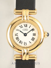 Cartier Must Colisée 590002 Quartz Cal.90.06 SV925 Leather Genuine pin buckle (GP) Ivory Roman dial (SWISS表記) Overhauled