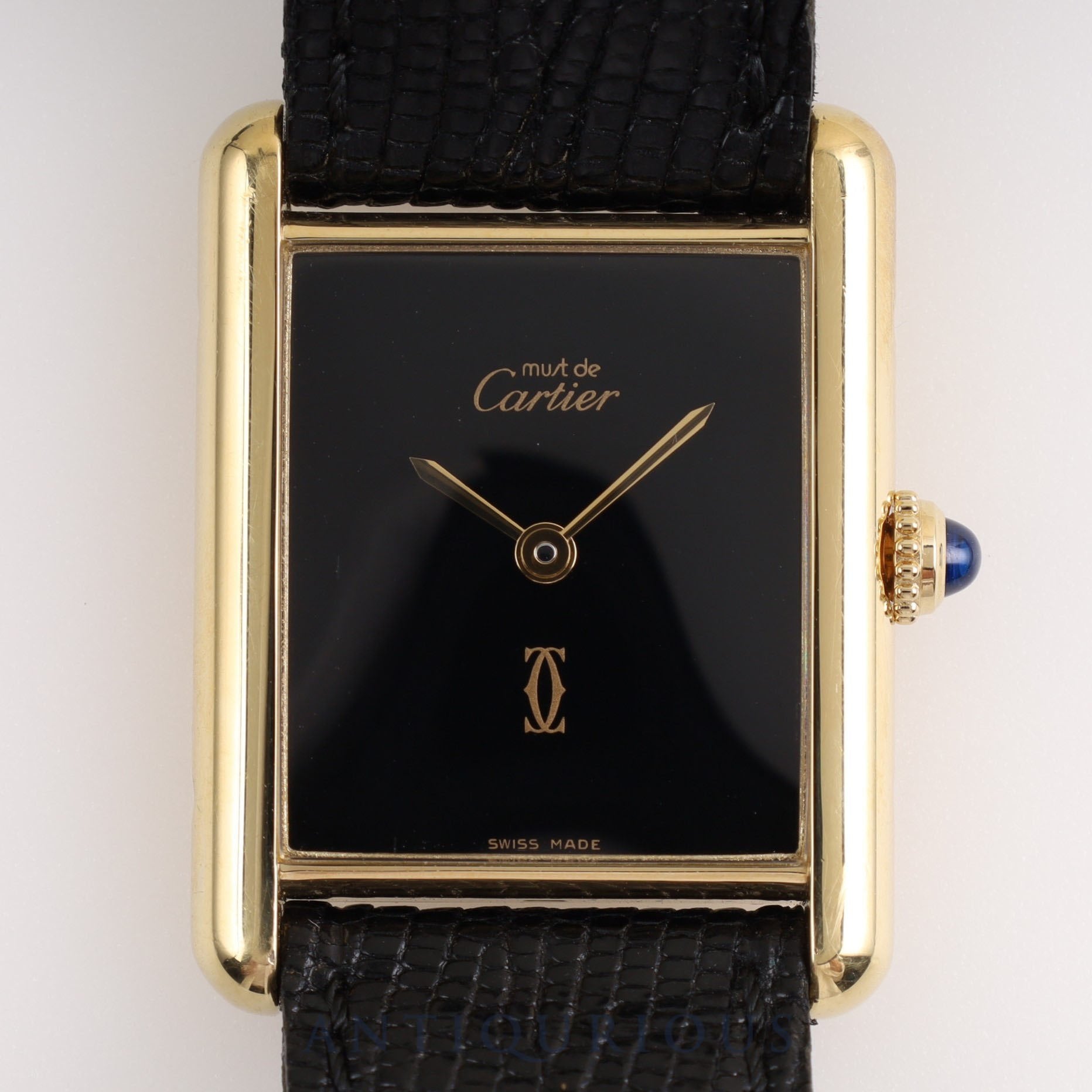 Cartier Must Tank LM Quartz 6 81006 925 Genuine leather strap Genuine buckle (GP) Onyx dial Cartier boutique complete service