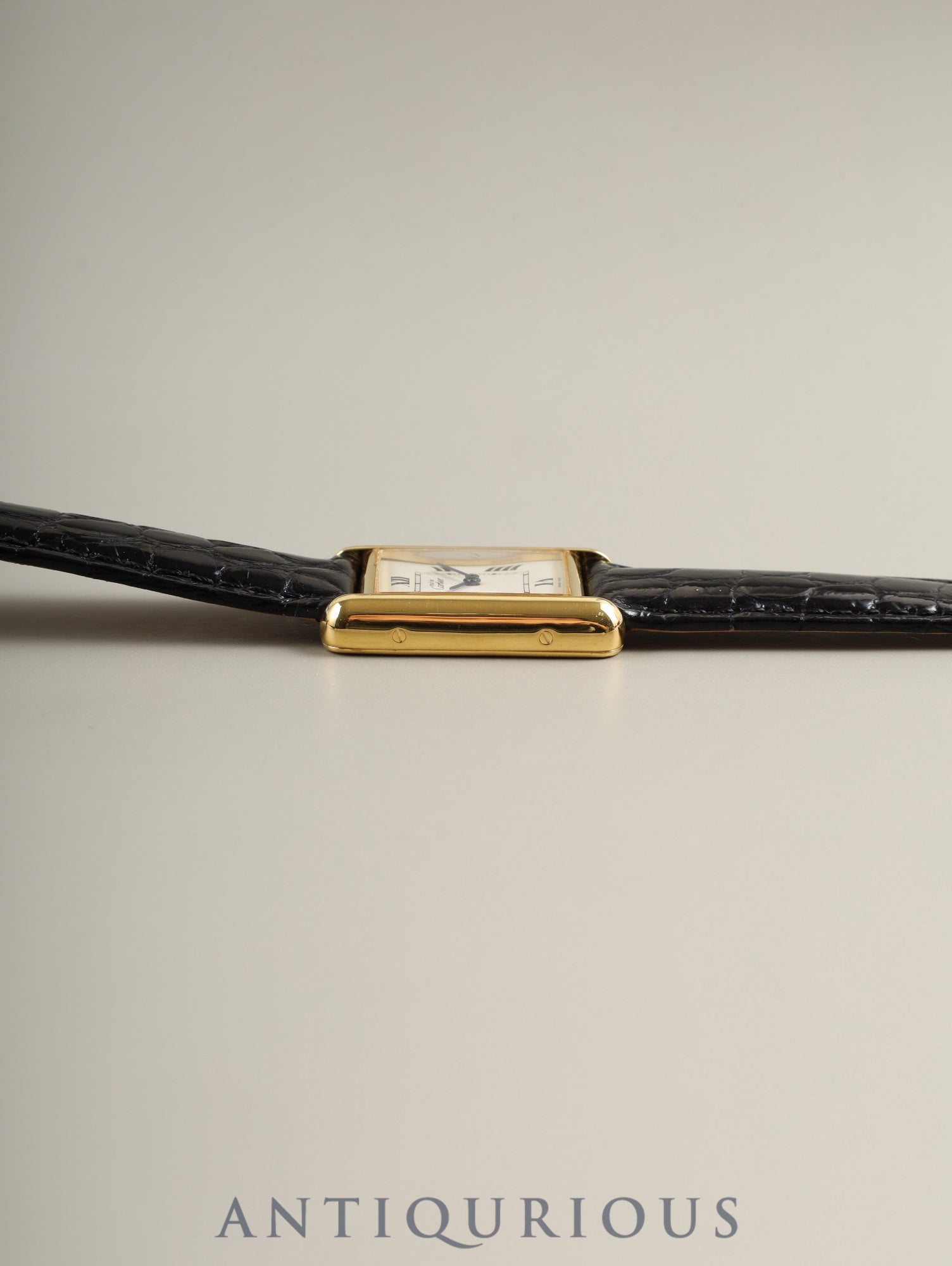 カルティエ マストタンク MM 2415 クォーツ Cal.057 SV925 革 純正Dバックル （GP）ホワイト飛びローマン文字盤（SWISS MADE表記） 箱 オーバーホール済み 新品仕上げ済み