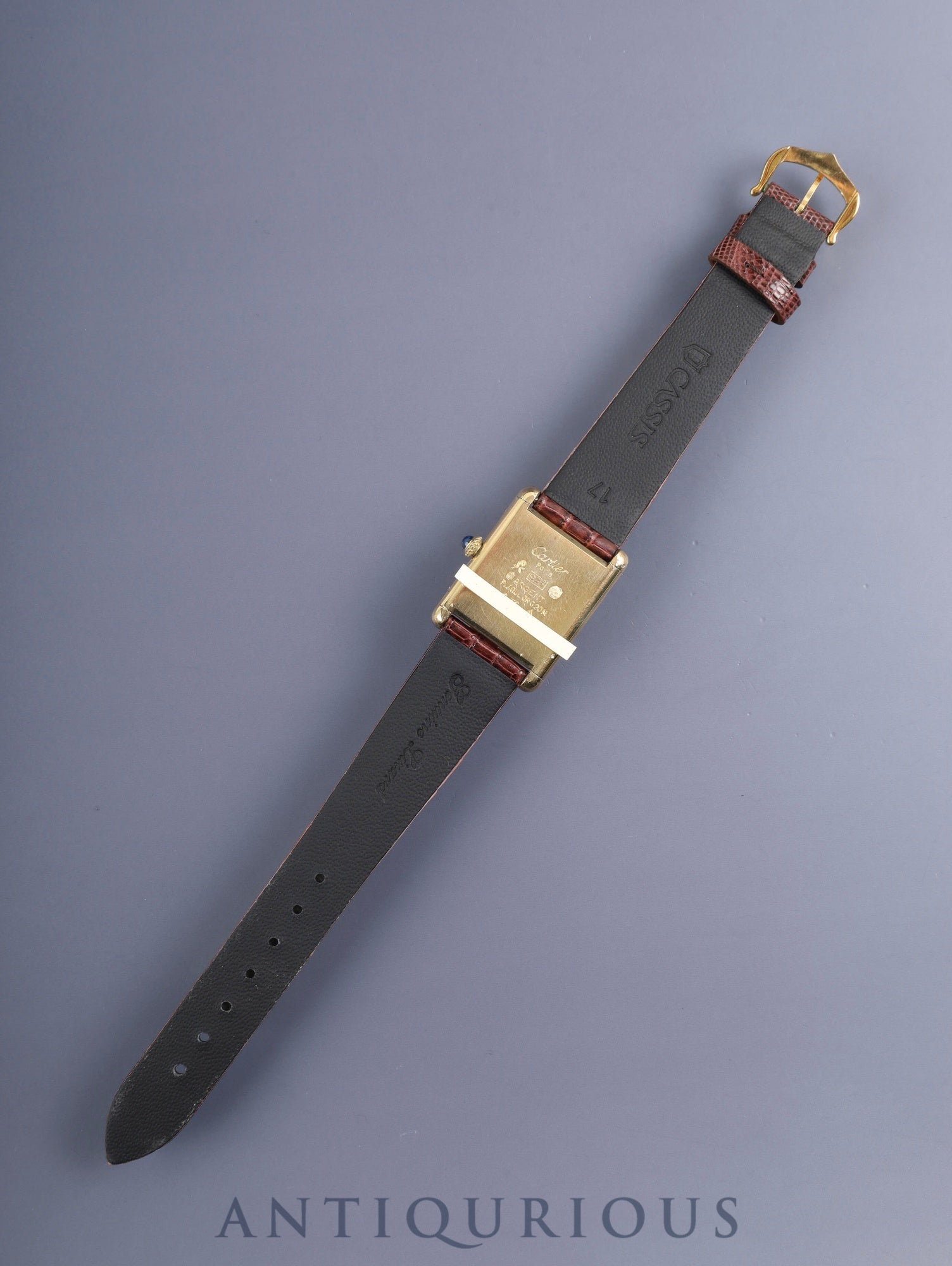 Cartier Must Tank LM, manual winding, Caliber ETA2512-1, SV925, leather, genuine buckle (GP), ivory Roman dial (SWISS markings), circa 1976-early 1980s, overhauled.