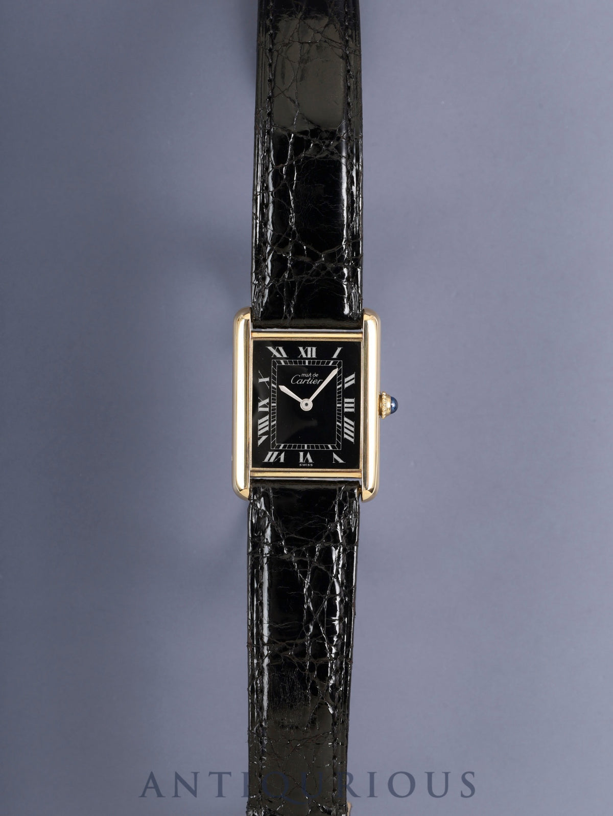Cartier Must Tank LM 81974913 Manual Winding Cal.78-1 SV925 Original Leather Strap Original D-Buckle (GP) Black Roman Dial (SWISS marking) Overhauled