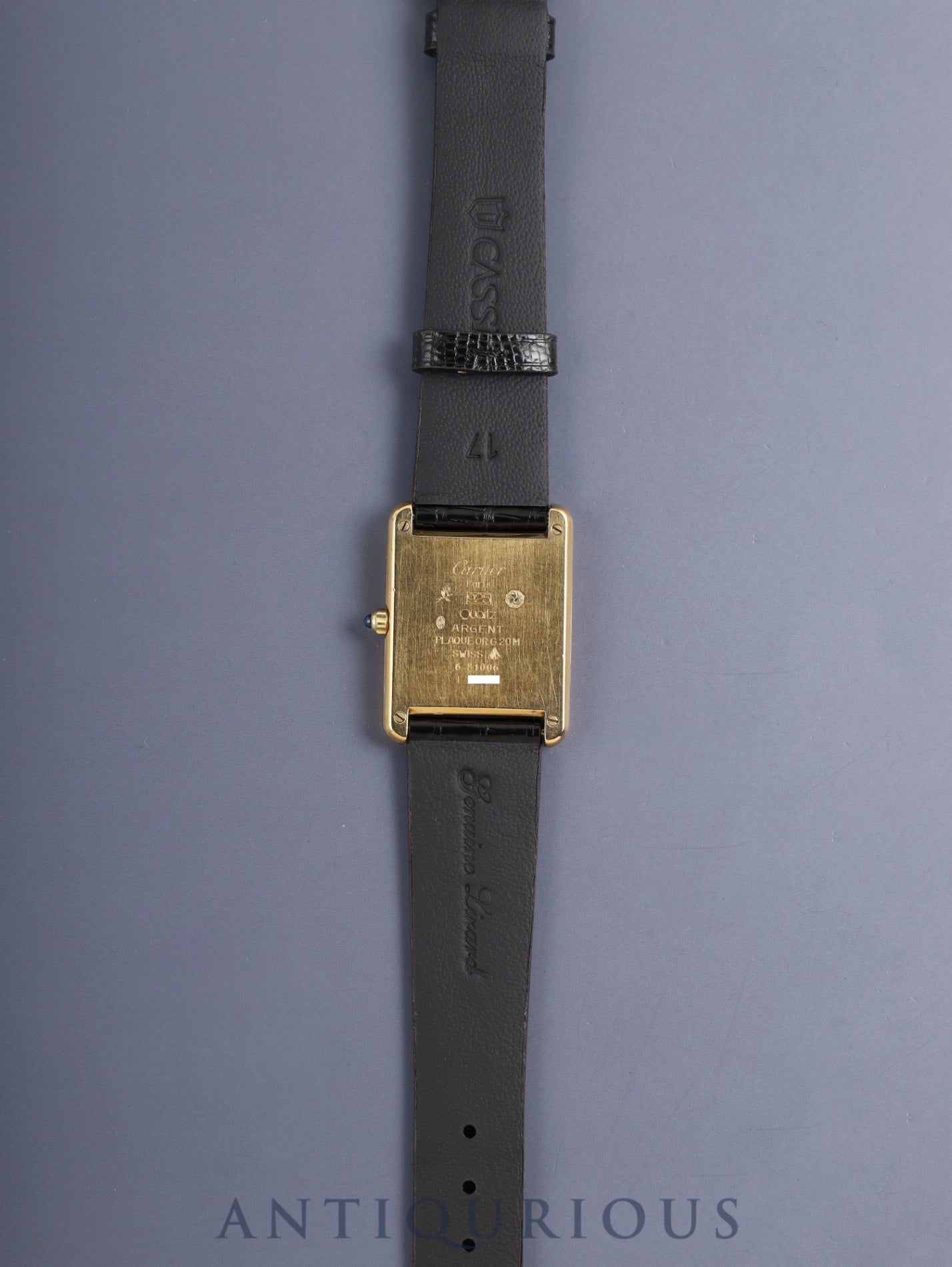 Cartier Must Tank LM 6 81006 Quartz Cal.81 SV925 Leather Original Pin Buckle (GP) Onyx Dial (SWISS marking) Overhauled, Re-inspected