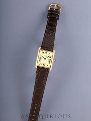 Cartier Must Tank LM W1002753 / 590005 Quartz Cal.90 SV925 Leather Genuine Pin Buckle (GP) Ivory Roman Dial (SWISS marking) Overhauled