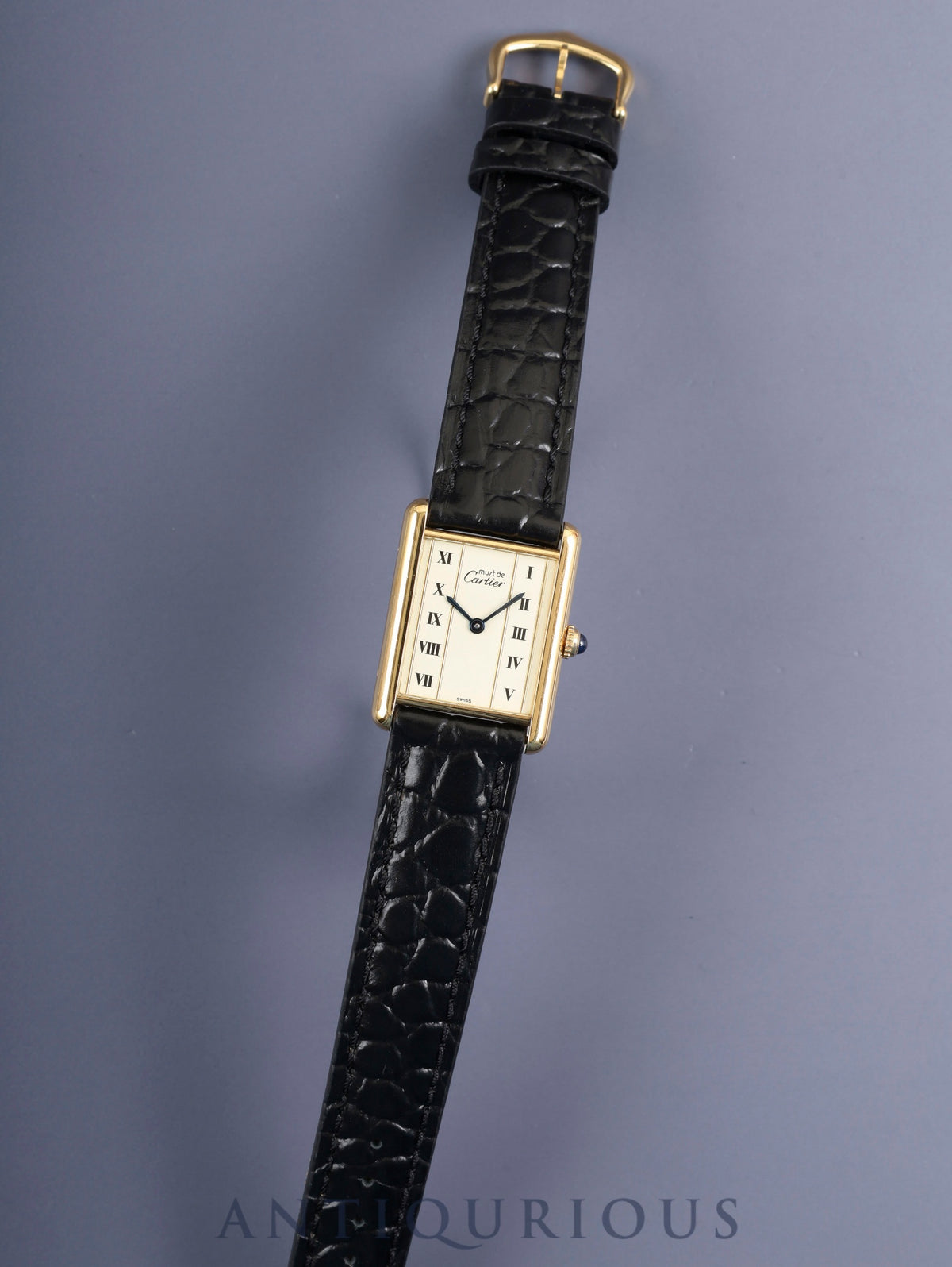 Cartier Must Tank LM 590005 Quartz Cal.90 SV925 Leather Original Pin Buckle (GP) Straight Roman Dial (SWISS marking) Overhauled