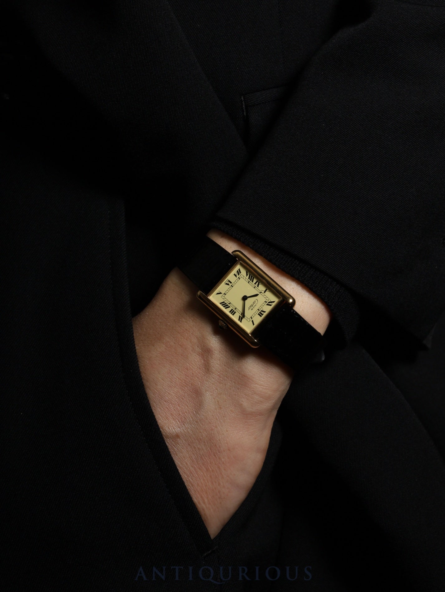 カルティエ マストタンク LM 手巻き Cal.78-1 SV925 革 純正尾錠（GP） アイボリーローマン文字盤（SWISS表記）オーバーホール済み