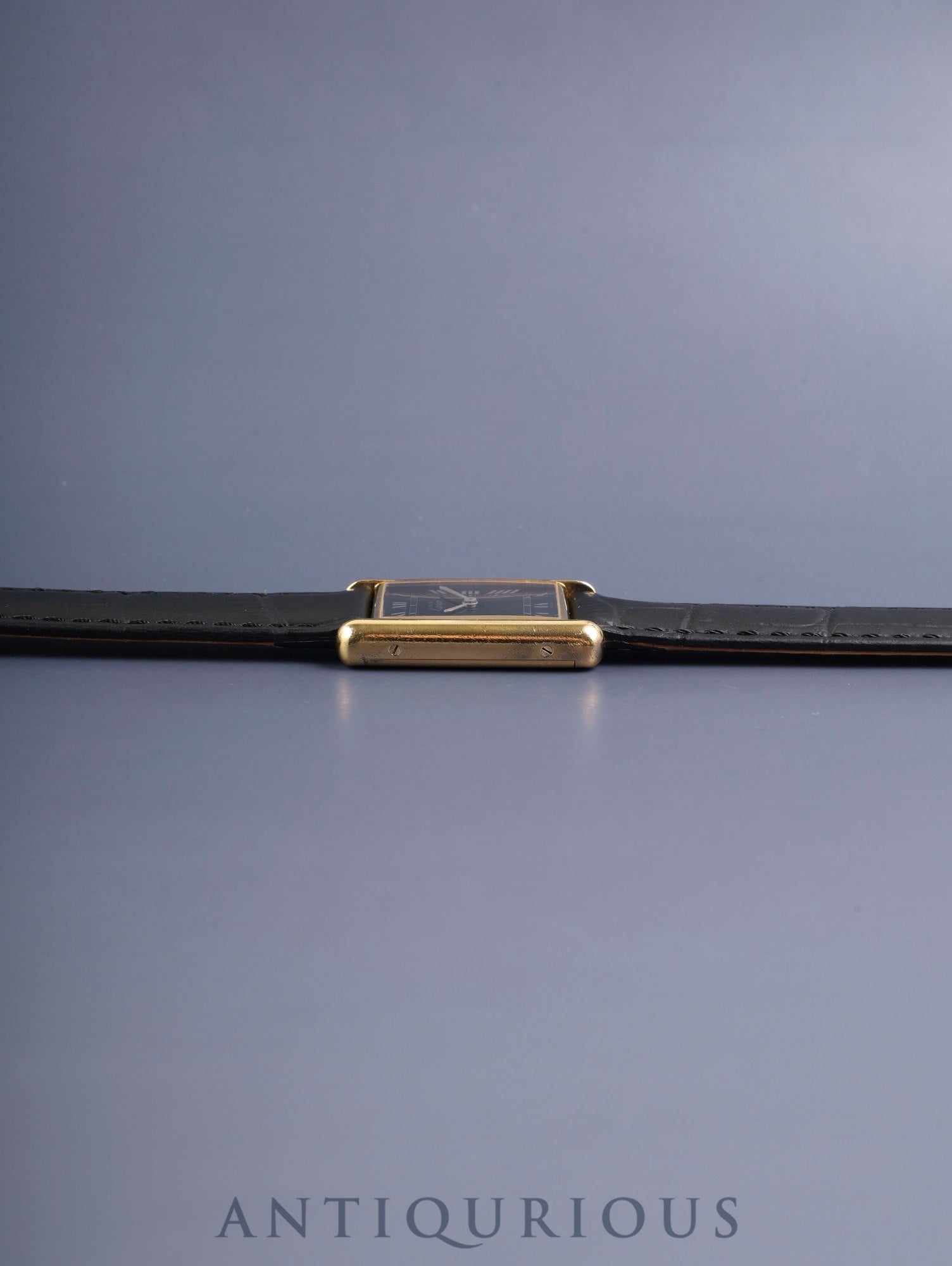 カルティエ マストタンク LM 6 手巻き Cal.78-1 SV925 革 純正ピンバックル（GP）ブラックローマン文字盤（SWISS表記） 純正レザーベルト付き オーバーホール済み