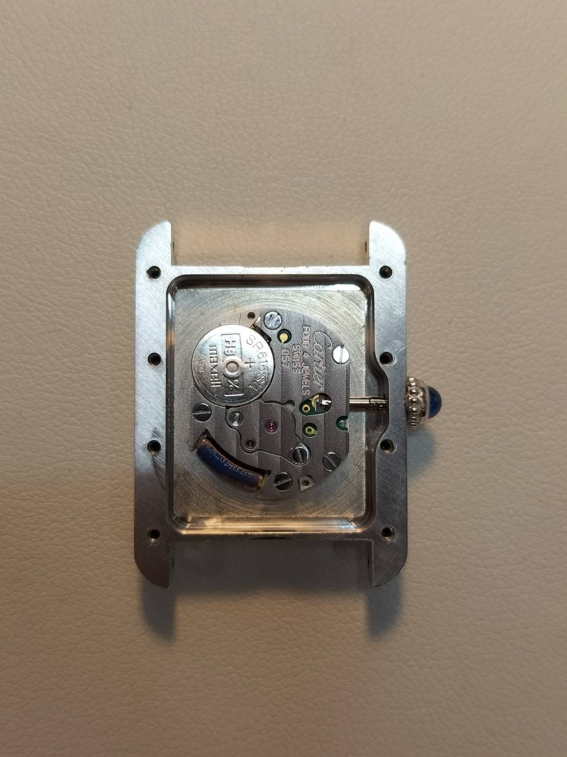 カルティエ マストタンク MM W1016130 / 2416  クォーツ Cal.057 SV925 革 純正Dバックル（SS） ピンクローマン（クリスマス限定）文字盤 オーバーホール済み