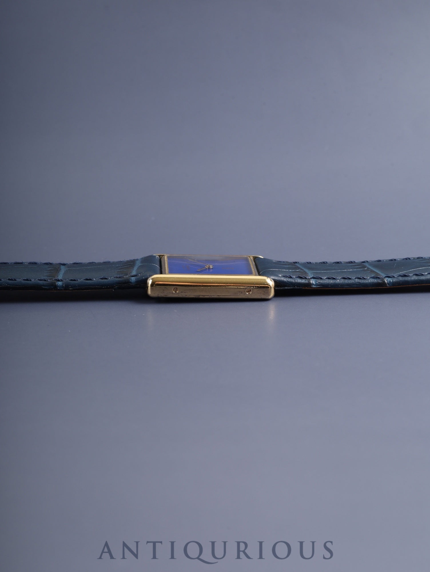Cartier Must Tank LM Hand-wound Cal.78-1 SV925 Leather Genuine Pin Buckle (GP) Lapis Lazuli Dial (SWISS MADE) Complete service performed at Cartier boutique