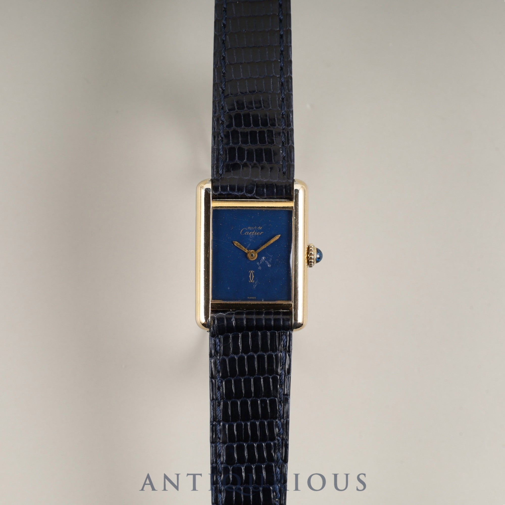 カルティエ Cartier マストタンク 純正 ベルト ラピスラズリ カルティエ マストタンク SM 手巻き SV925 革 純正尾錠（GP