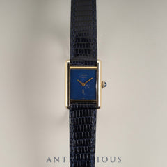 カルティエ マストタンク SM 手巻き SV925 革 純正尾錠（GP）ラピスラズリ文字盤 箱 冊子 保証書（1981年） オーバーホール済み