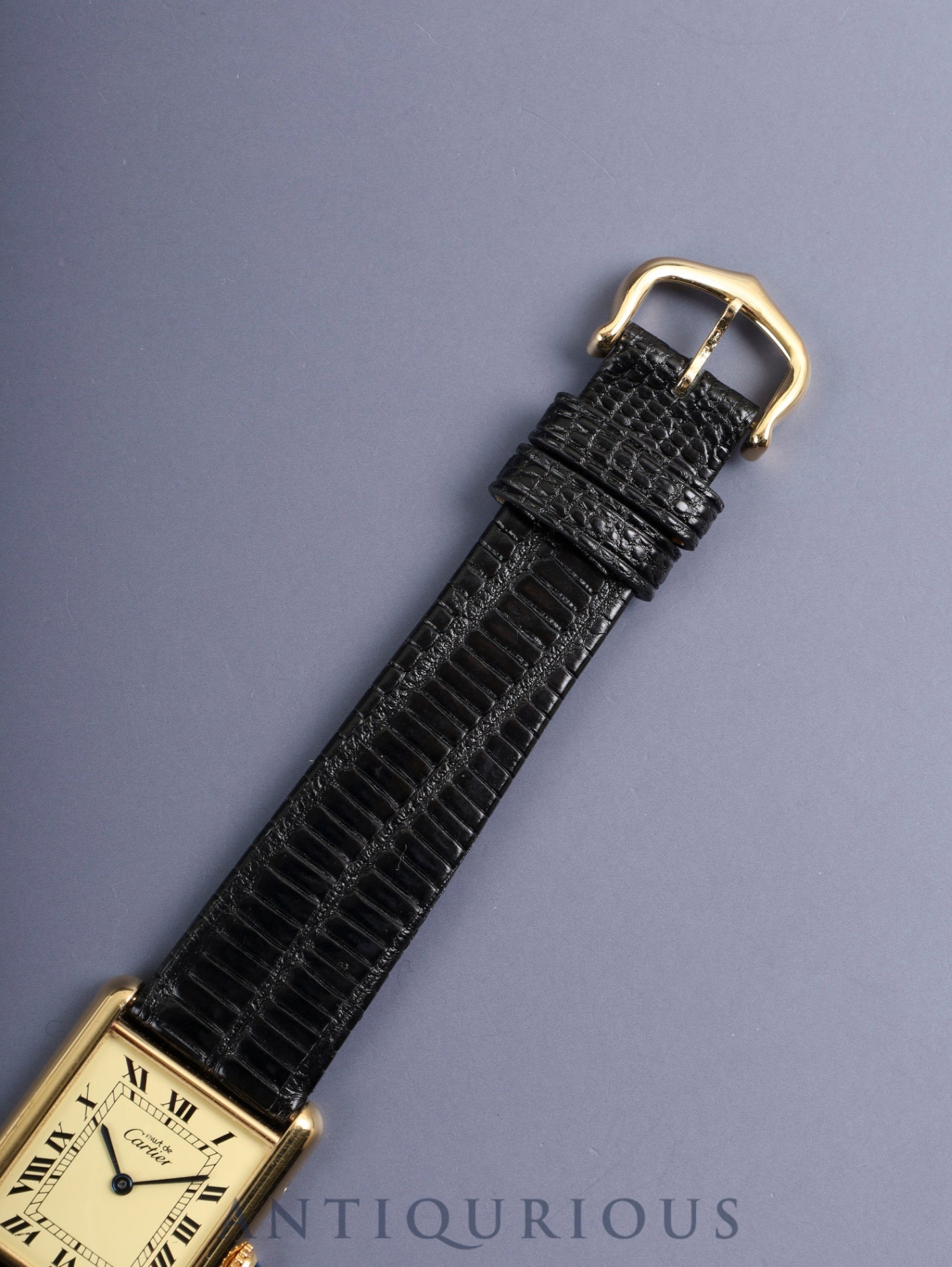 カルティエ マストタンク LM 590005 クォーツ  Cal.90 SV925 革 純正ピンバックル（GP）アイボリーローマン文字盤（SWISS表記）箱 冊子 保証書（1987年） オーバーホール済み