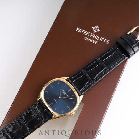 PATEK・PHILIPPE パテック・フィリップ GOLDEN ELLIPSE ゴールデンエリプス 3545J GUBELIN ダブルネーム 手巻き Cal.23-300PM YG 革 ブルー文字盤 紙箱