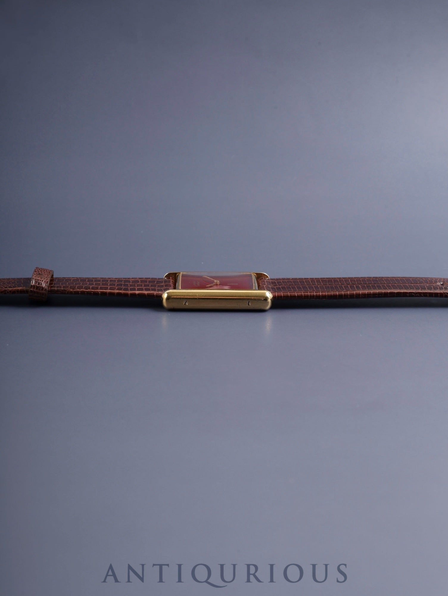 カルティエ マストタンク LM 手巻き Cal.78-1 SV925 革 純正ピンバックル（GP）ガーネットダイアル ボルドー文字盤（SWISS表記） 箱 オーバーホール済み