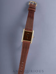 Cartier Must Tank LM, 6-digit serial, Hand-wound Cal.78-1, SV925, Leather strap, Genuine pin buckle (GP), Mahogany dial (SWISS表記), Overhauled