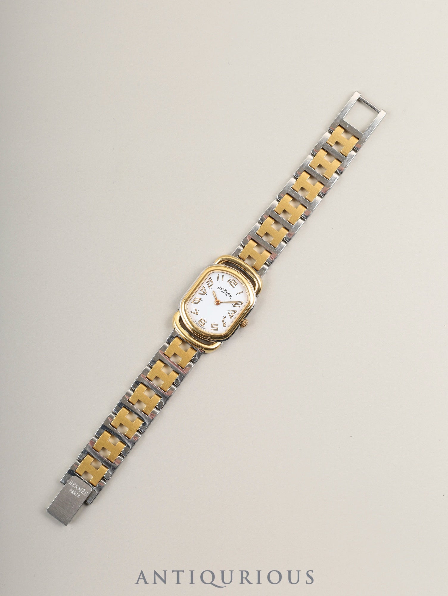 エルメス ラリー クォーツ 77.03 Cal.976.001 SS/GP SS/GP ホワイト文字盤 ケース オーバーホール済み