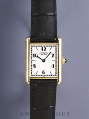 カルティエ マストタンク LM 590005 クォーツ Cal.690 SV925 革 純正Dバックル（GP）飛びアラビアCC文字盤（SWISS表記）オーバーホール済み