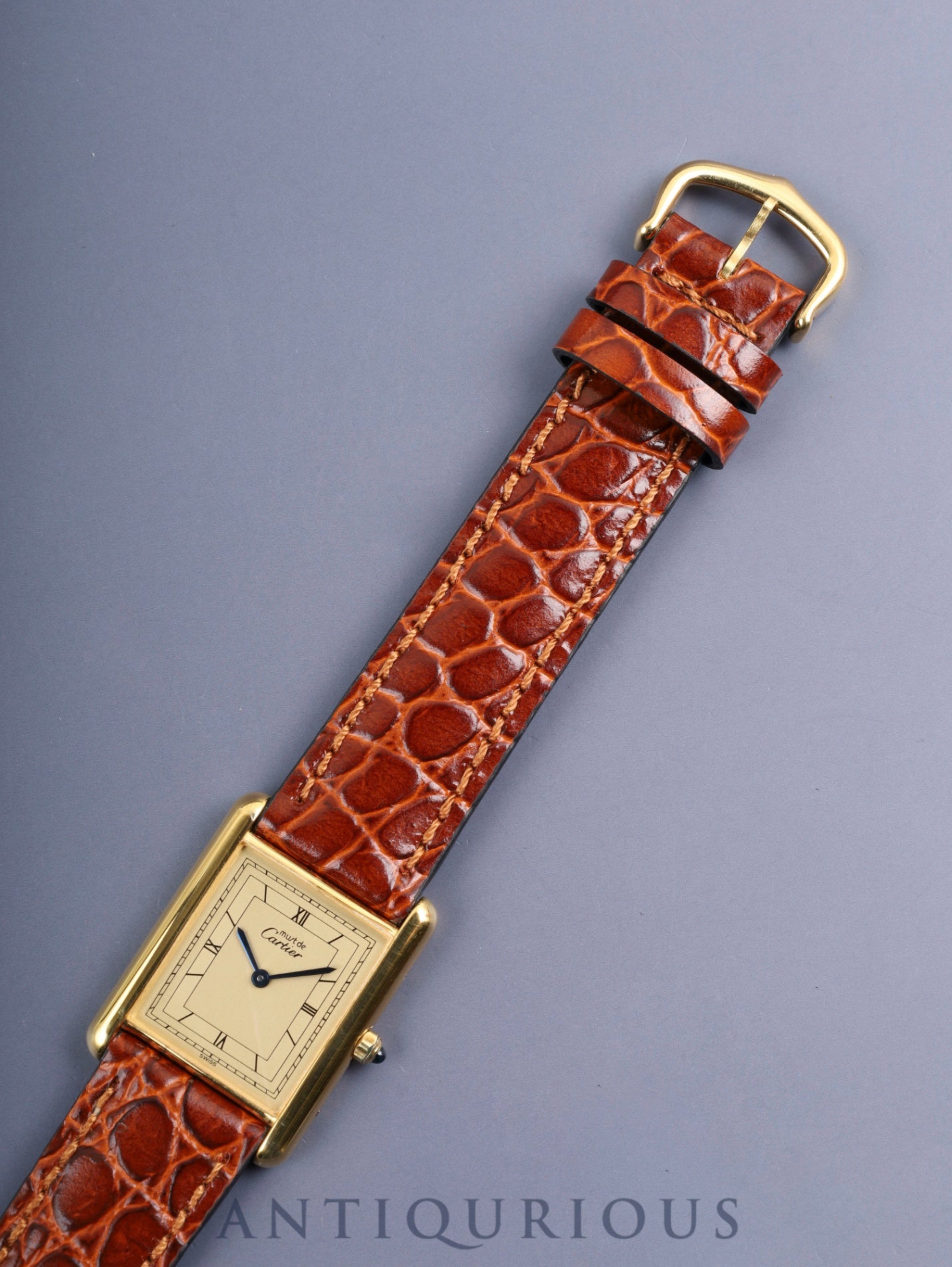 カルティエ マストタンク LM 6 81006 クォーツ SV925 革 純正ピンバックル（GP） シャンパン飛びローマン文字盤（SWISS表記）新品仕上げ済み カルティエブティックにてコンプリートサービス済み