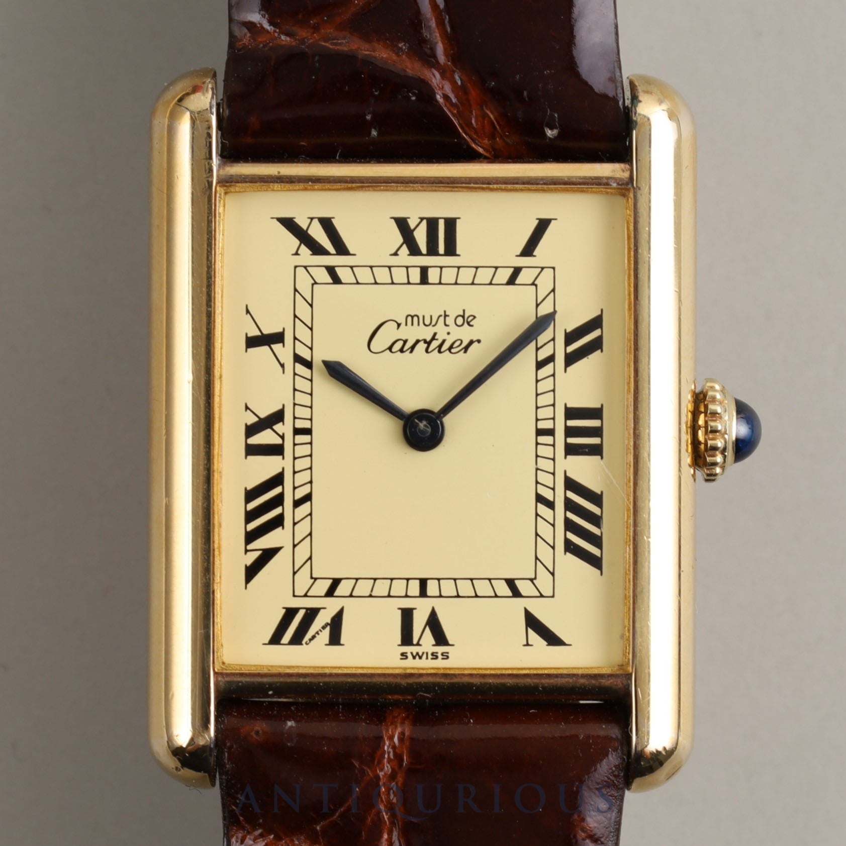 Cartier Must Tank LM Manual Winding Cal.78-1 SV925 Leather Ivory Dial Box Warranty (1982)