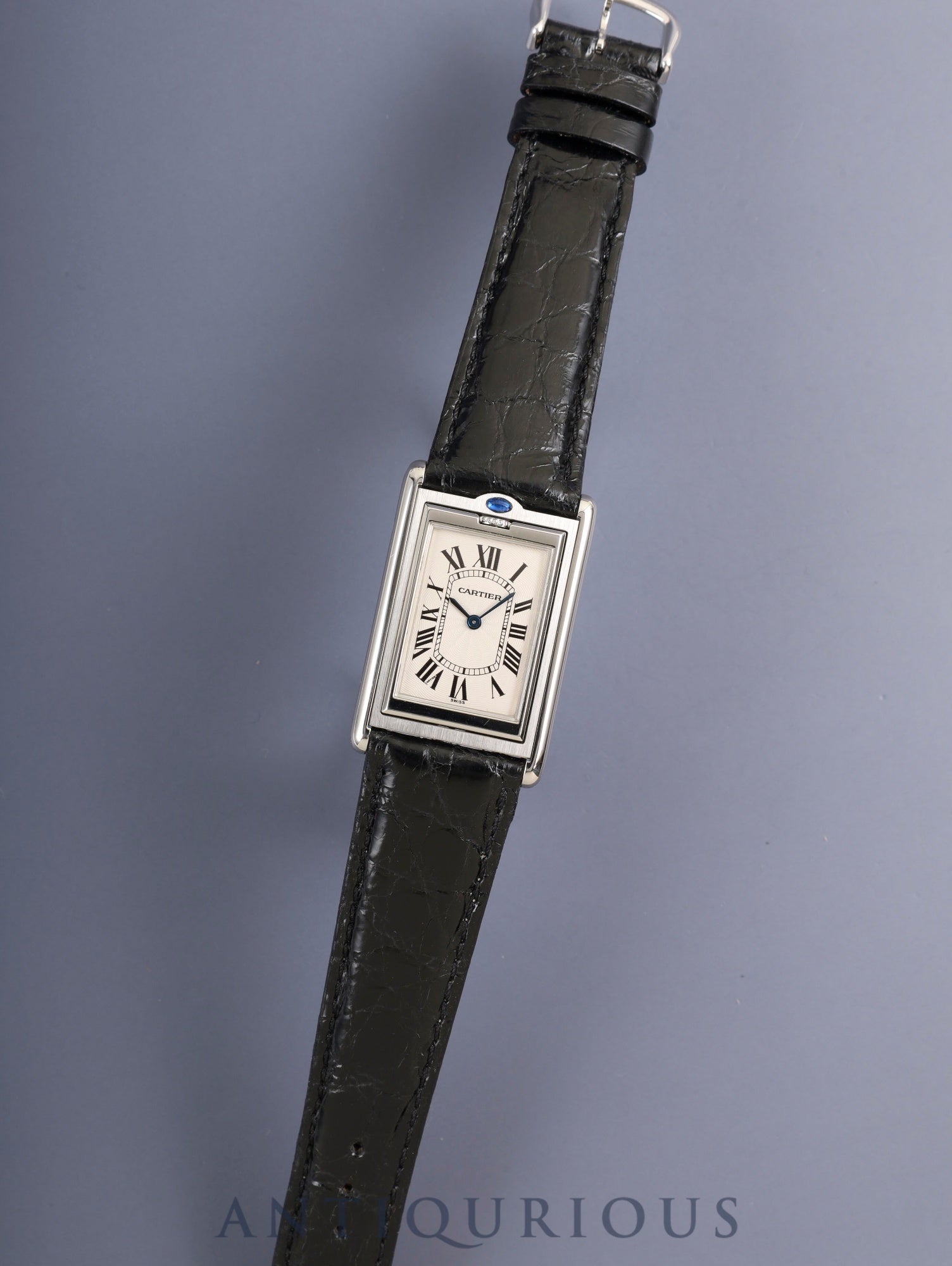 カルティエ タンク バスキュラント LM W1011358 / 2390 手巻き Cal.061 SS 革 純正ピンバックル（SS） ホワイトローマン文字盤 箱 保証書 オーバーホール済み