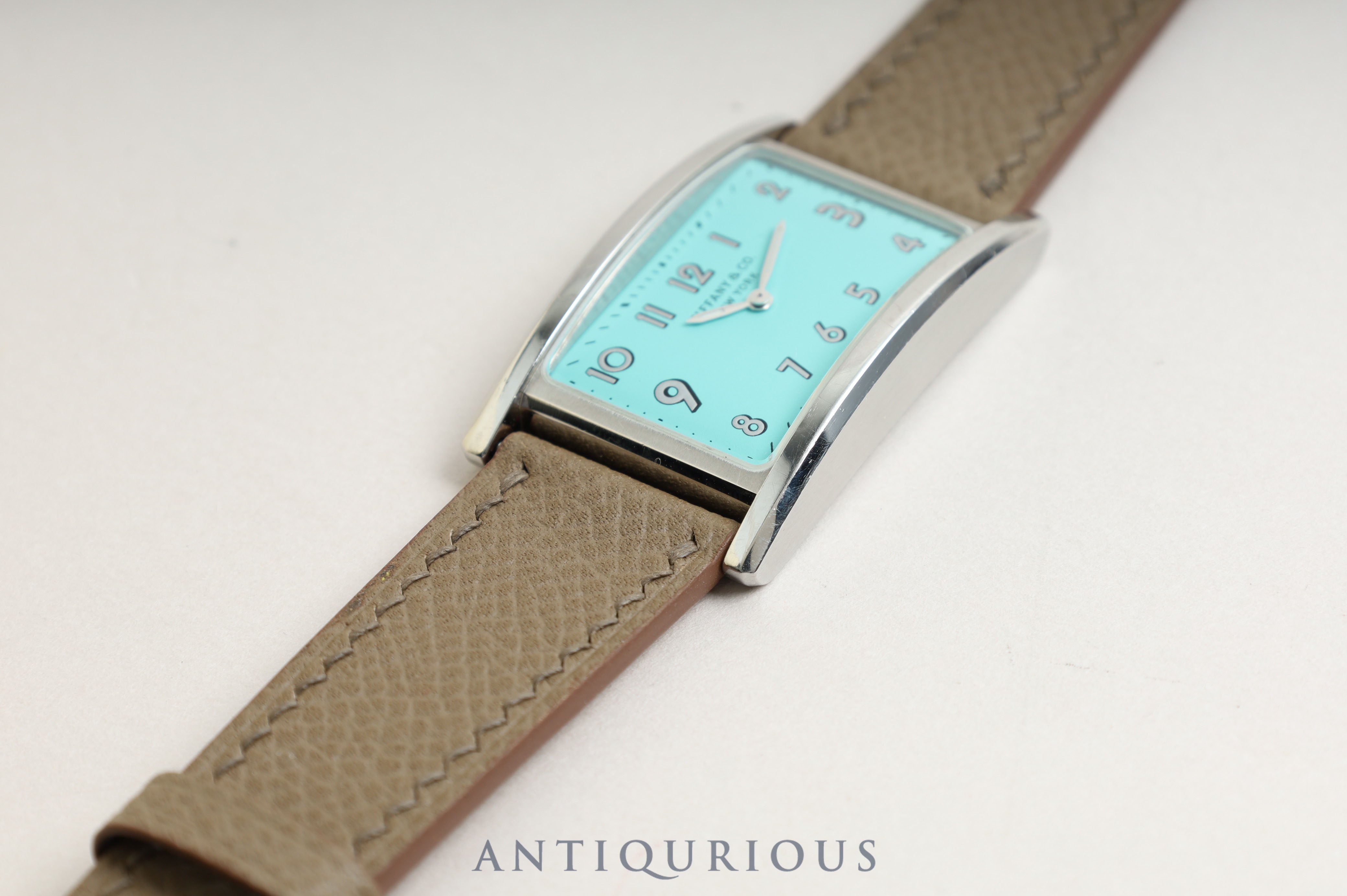 Tiffany East West Mini 36668679 Quartz Tiffany Blue Dial Stainless Steel Leather Box Warranty Card Genuine Leather Strap Included