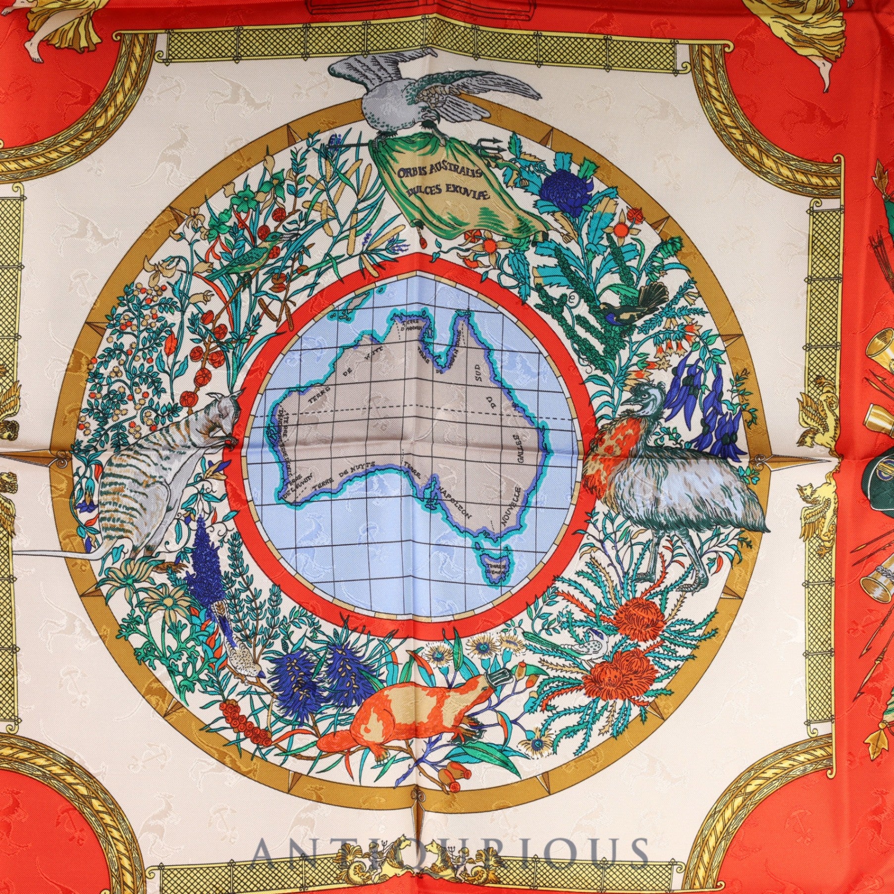 エルメス スカーフ カレ90 LE GEOGRAPHE 地理学者 ケース SILK100%