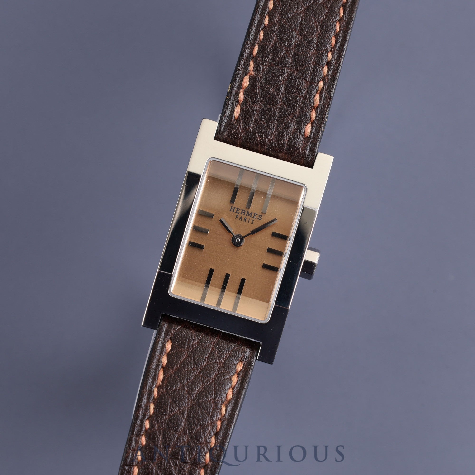 Hermes Tandem TA1.210. Quartz Cal.976.001 SS Genuine leather strap SS Champagne dial Overhauled