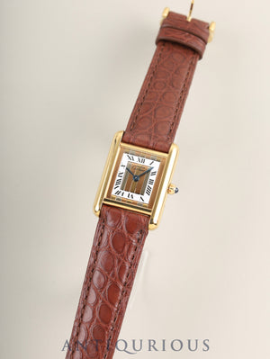 Cartier Must Tank SM 84919223 / 3 66001 Quartz Cal.66 SV925 Leather Original pin buckle (GP) Front Trinity dial (SWISS marked) serviced