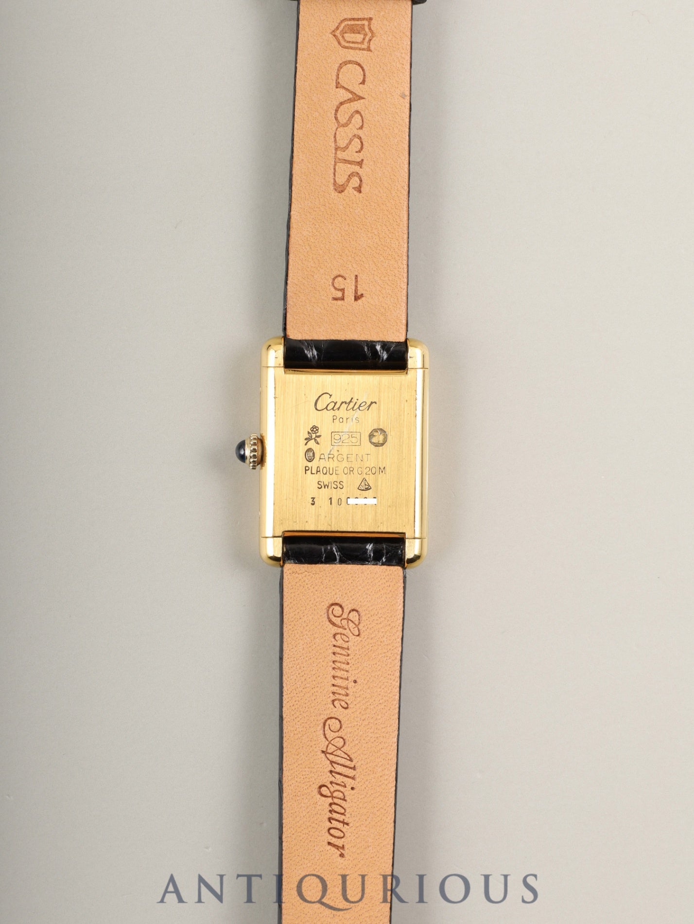カルティエ マストタンク SM 手巻き Cal.90 SV925 革 純正尾錠（GP）アイボリーローマン文字盤 オーバーホール済み